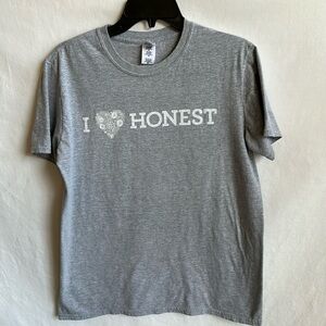 I Love Honest gray and white T-shirt, size M